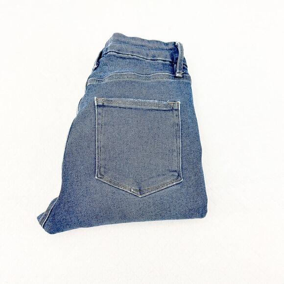 Good American Good Leg Blue 655 Vintage Wash Denim Jeans Raw Hem Size 28 / 6 - Picture 1 of 9